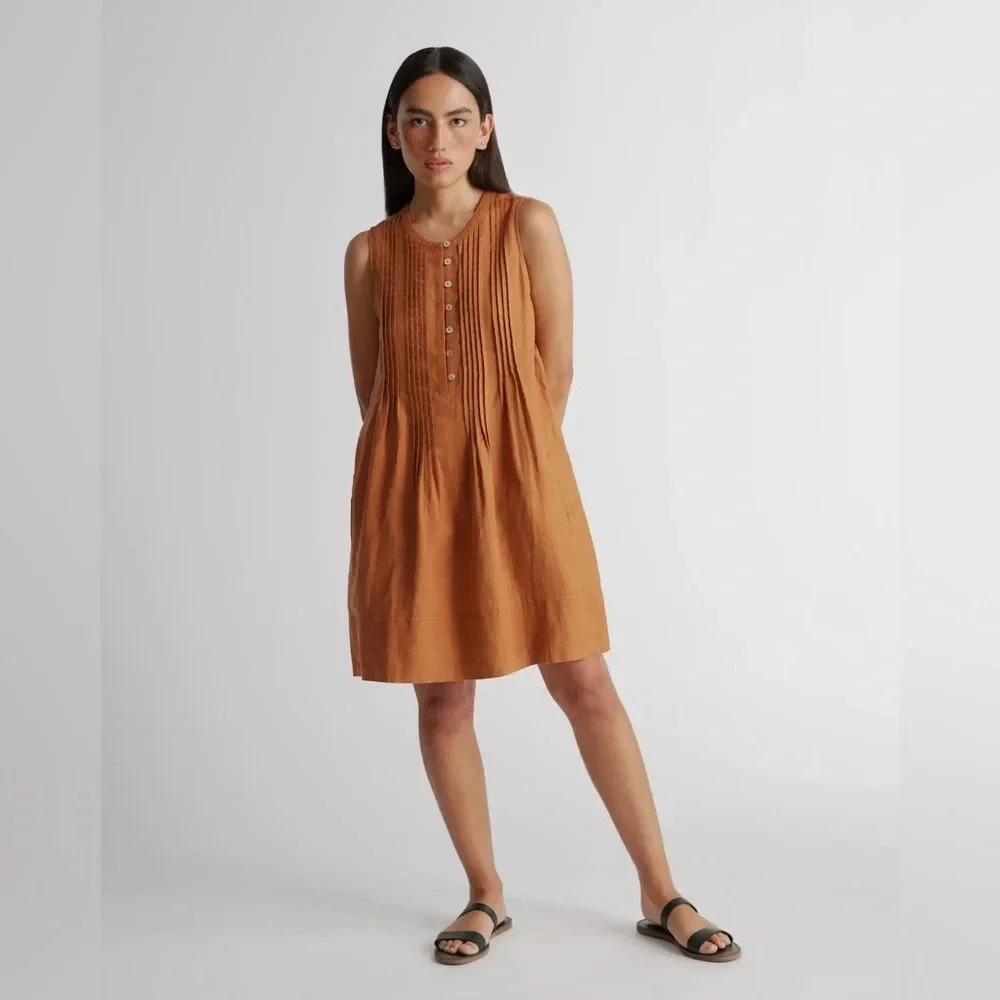 Quince 100% European Linen Sleeveless Swing Dress • M